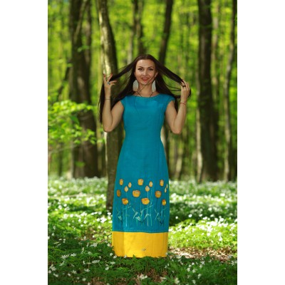 Embroidered dress "Yellow Poppies"